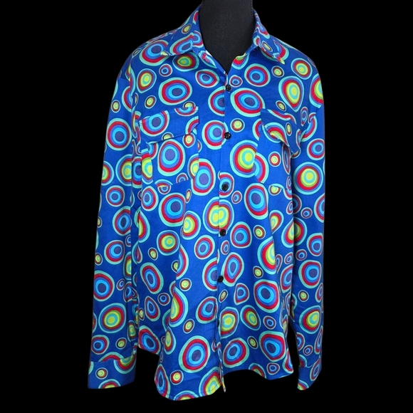 Jogal Colorful Circle Pattern Button Down Shirt Size L - Picture 1 of 7